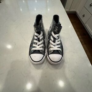 Sparkly High-Top Kids Sneakers - Black and White